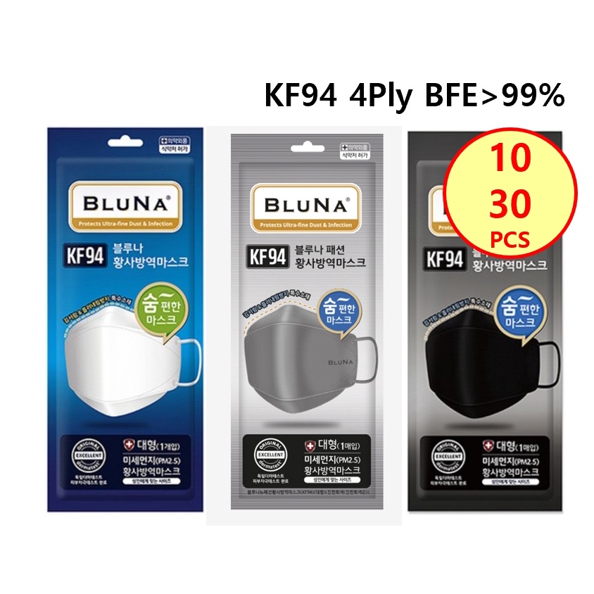 Gói riêng biệt mặt nạ 3D BLUNA KF 94 4Ply [Trực tiếp từ Hàn Quốc]