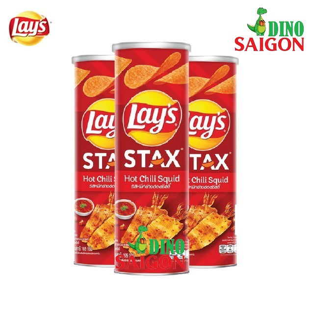 Bộ 3 Hộp Bánh Snack Khoai Tây Lay's Stax Thái Lan 105g Vị Mực Sốt Cay