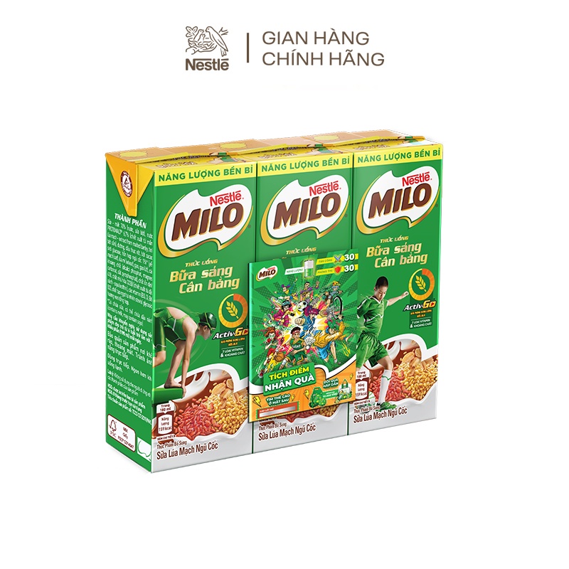 [Phiên bản Tích Điểm Đổi Quà] Thùng 36 hộp sữa lúa mạch Nestlé® MILO® Bữa Sáng (36x180ml) | BigBuy360 - bigbuy360.vn