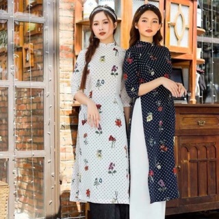 Áo dài cách tân kèm quần lụa