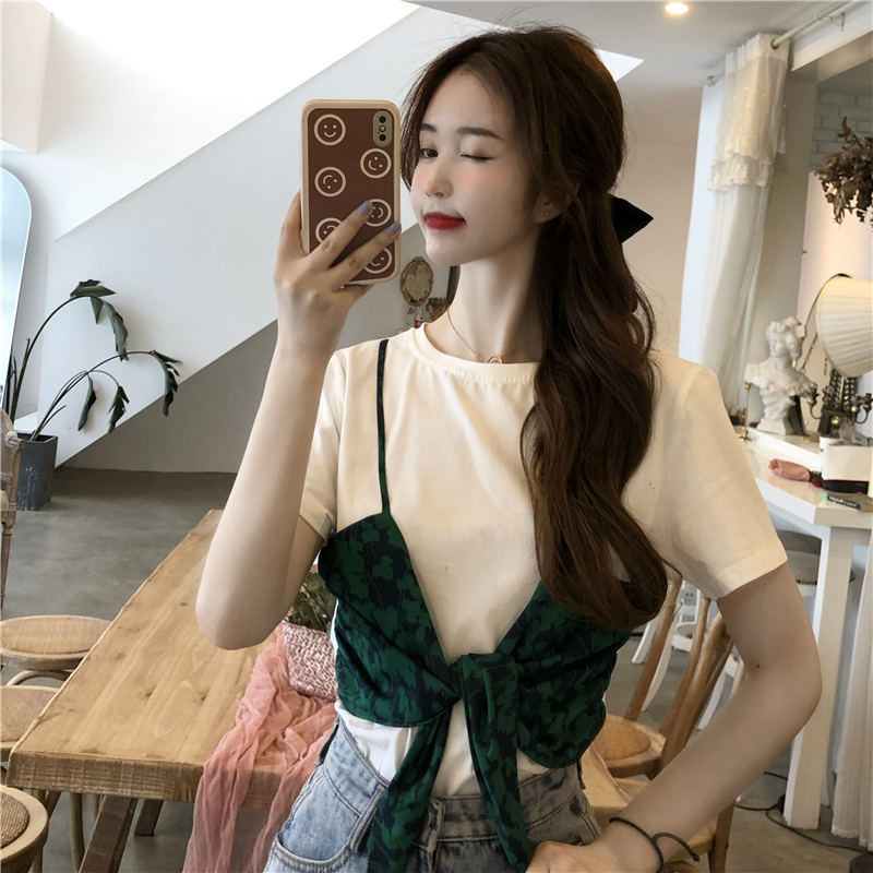 SUXI Áo Thun Nữ Tay Ngắn Cổ Tròn Độc Đáo Thời Trang Mùa Hè