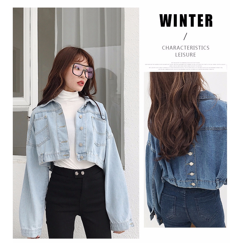 ENCOUNTER Women's Korean Fall Shoulder Sleeve Denim Jacket Loose Coats | BigBuy360 - bigbuy360.vn