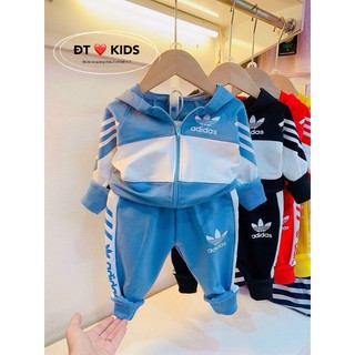 Bộ nỉ thể thao A.D.I.D.A.S bé trai kéo khoá có mũ