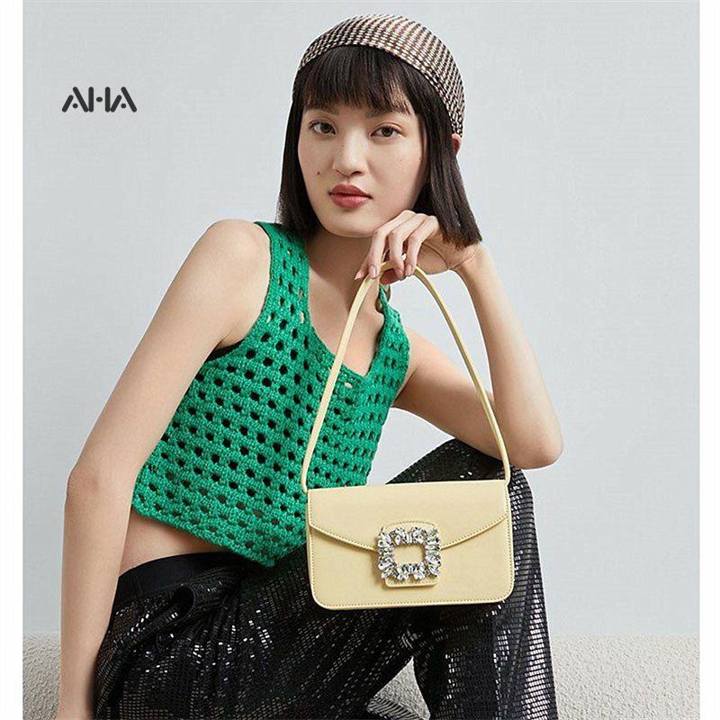 AHA OFFICIAL Túi Xách Dáng Vuông Nhỏ Đính Đá Thời Trang Hàn Quốc Cao Cấp Cho Nữ
