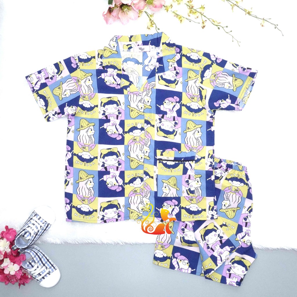 Đồ Mặc Nhà &quot;Cô gái Happy&quot; Pijama Kate Thái - Cho Bé 16kg - 38kg.