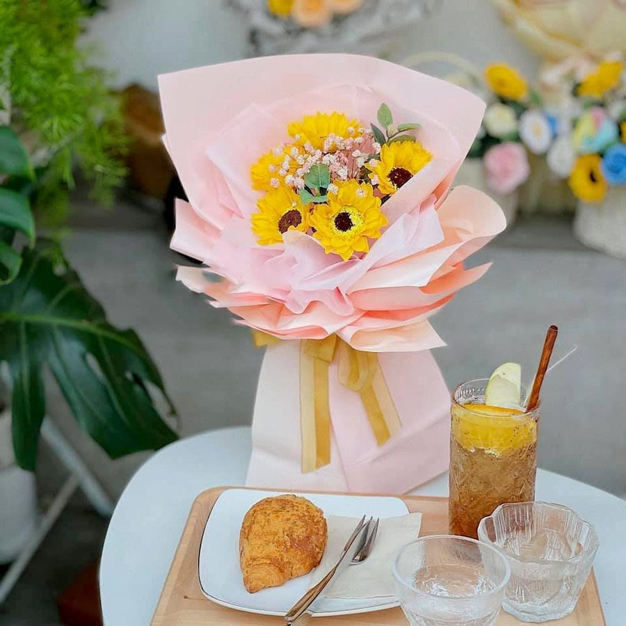 Bó 5 Hoa Hướng Dương Sáp cao cấp, hương thơm lưu giữ đến 5 năm - Hoa làm quà tặng 8/3, tốt nghiệp, 20/10, 20/11