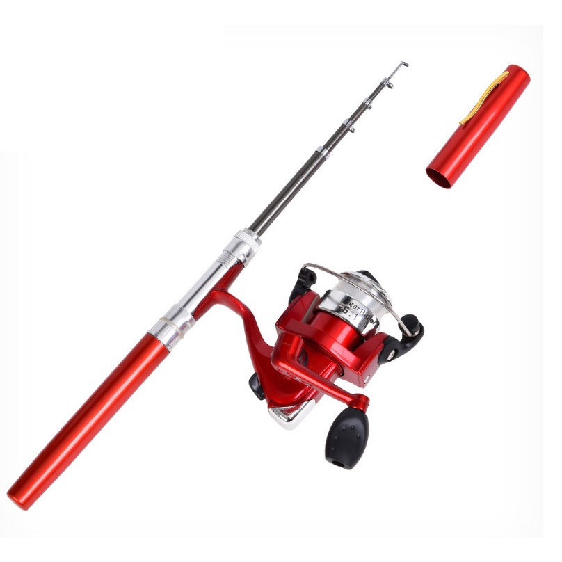 Bộ Cần Câu Bút Mini Máy Đứng Máy ngang 1m Thu Gọn 22cm Cực Kỳ Tiện Gọn