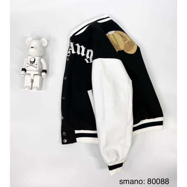 Áo khoác nỉ bomber gấu palm angels mùa thu đông, mặc nam nữ, đơn đôi nhóm, ảnh thật