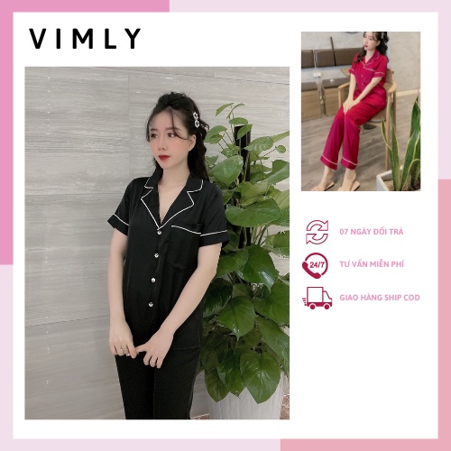 Bộ ngủ Pijama nữ mặc nhà, bộ đồ ngủ pijama áo cộc quần dài chất vải lụa hàn mềm mượt