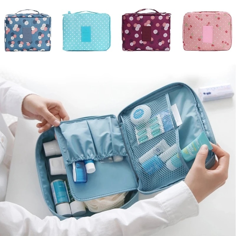 Túi Đựng Mỹ Phẩm Du Lịch Đa Năng Chống Thấm Nước Họa Tiết Xương Rồng/Cherry Xinh Xắn