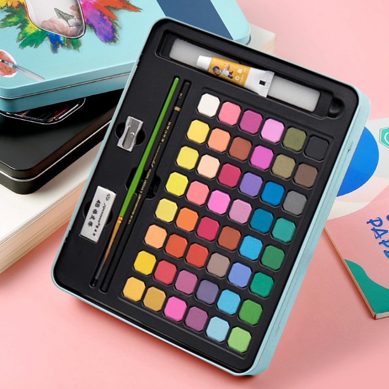 Set 48 Màu Nước Dạng Rắn Kèm Cọ Vẽ Cho Người Mới Bắt Đầu