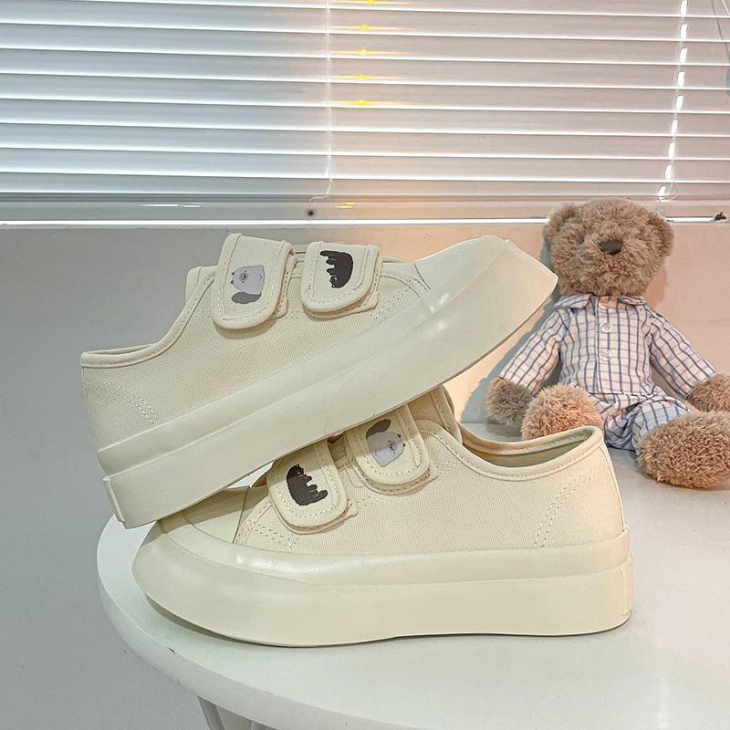 Giày đế dày chất canvas thiết kế quai dán thời trang mùa hè phong cách Nhật Bản trẻ trung cho nữ