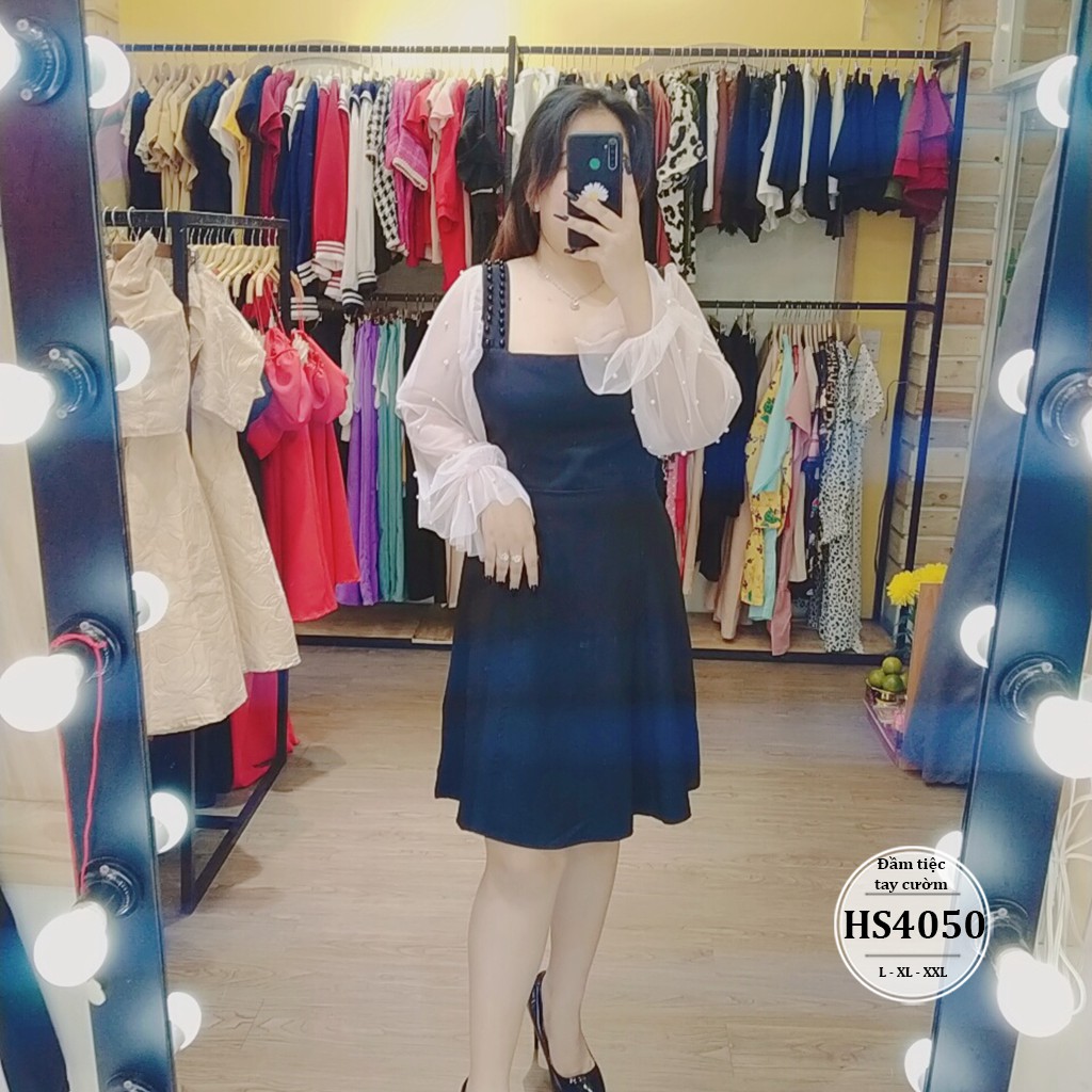 ĐẦM BIGSIZE DỰ TIỆC TAY VOAN ĐÍNH CƯỜM SIÊU SANG CHẢNH HS4050 - Hình thật kèm video - MÀU ĐEN,TRẮNG - SIZE L,XL,XXL | BigBuy360 - bigbuy360.vn