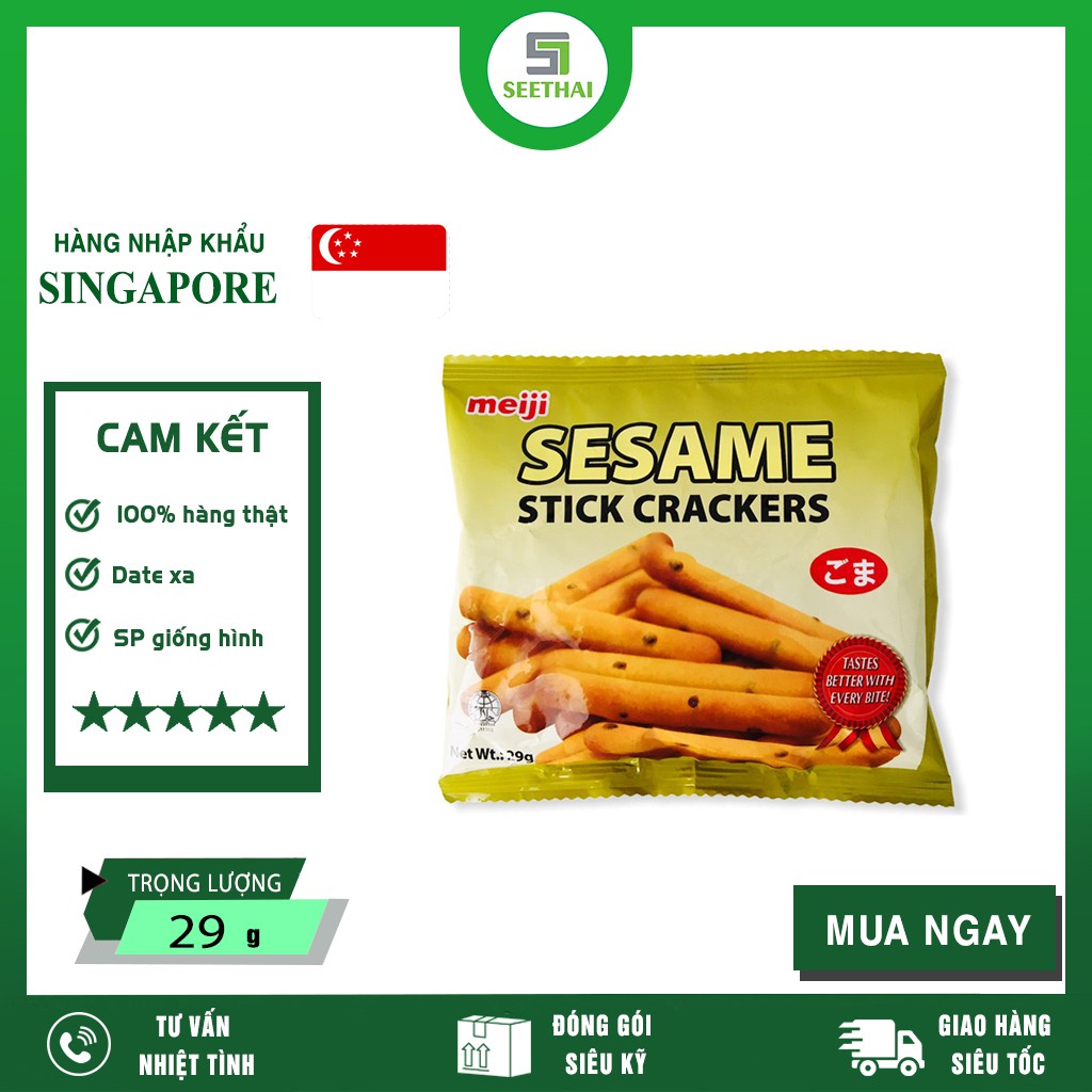 Bánh que Meiji Sesame Stick Crackers 29g Bánh que giòn Singapore bánh que vị mè