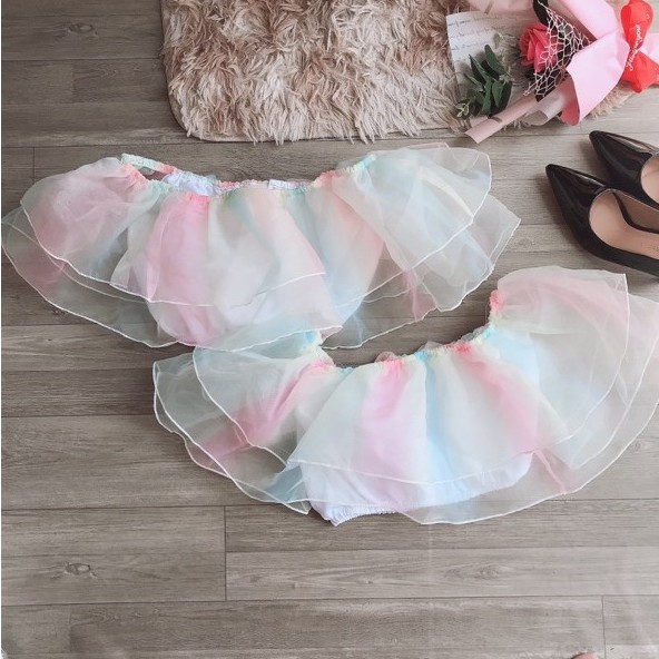 Áo bẹt vai voan kiếng phối màu siêu dễ thương aloha shop