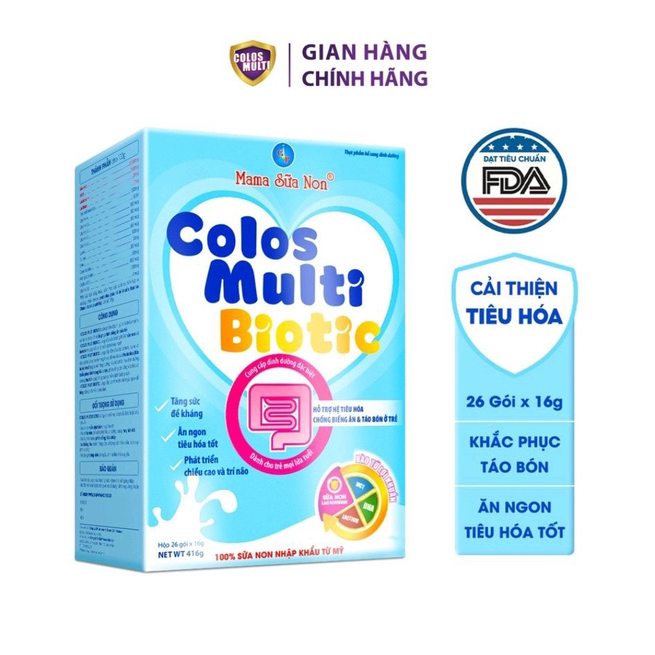Sữa non Colosmulti Biotic dành cho trẻ táo bón và tiêu hóa kém hộp 26 gói x 16g