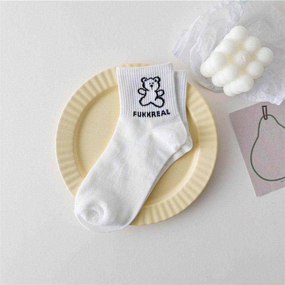 Vớ Thể Thao Họa Tiết Gấu Hoạt Hình Dễ Thương Phong Cách Hàn Quốc Cho Nữ