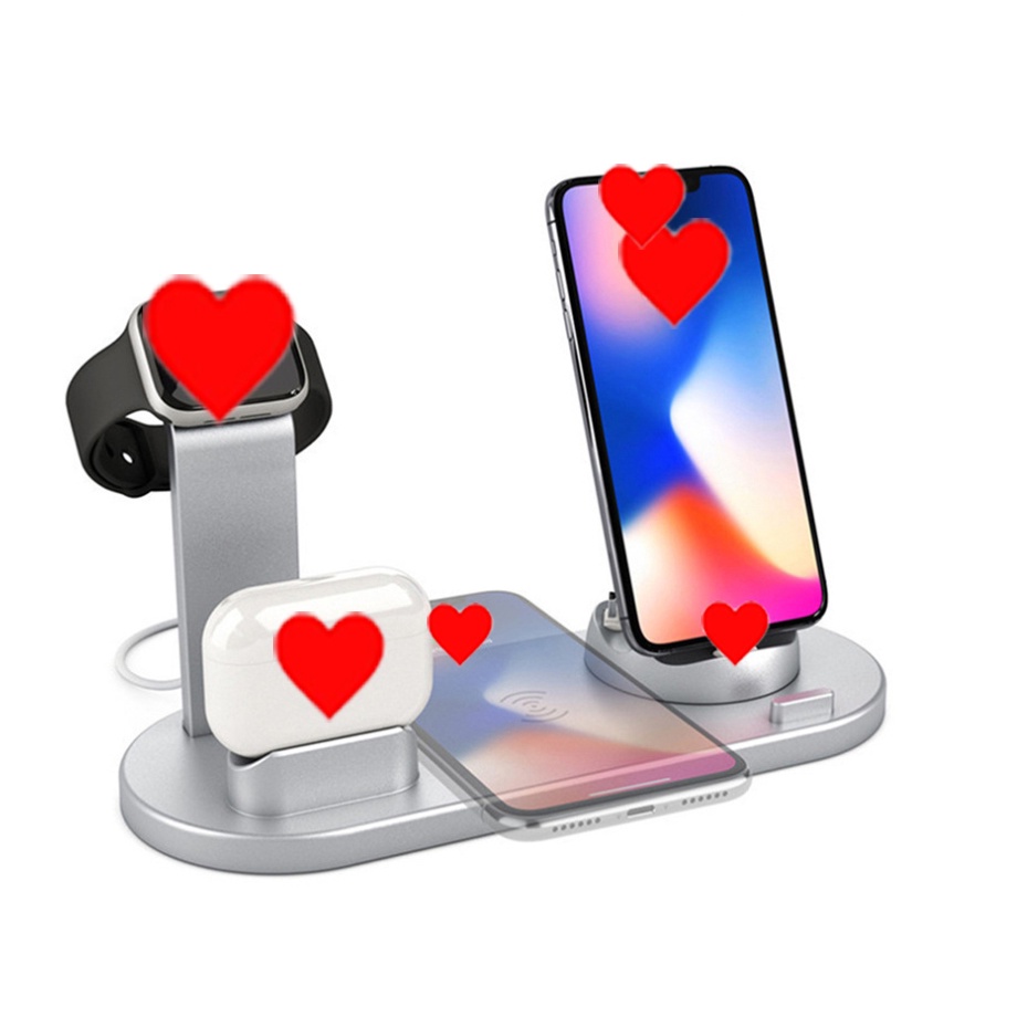 Đế Sạc Không Dây 6 Trong 1 15W Cho Điện Thoại Và Máy Tính Bảng