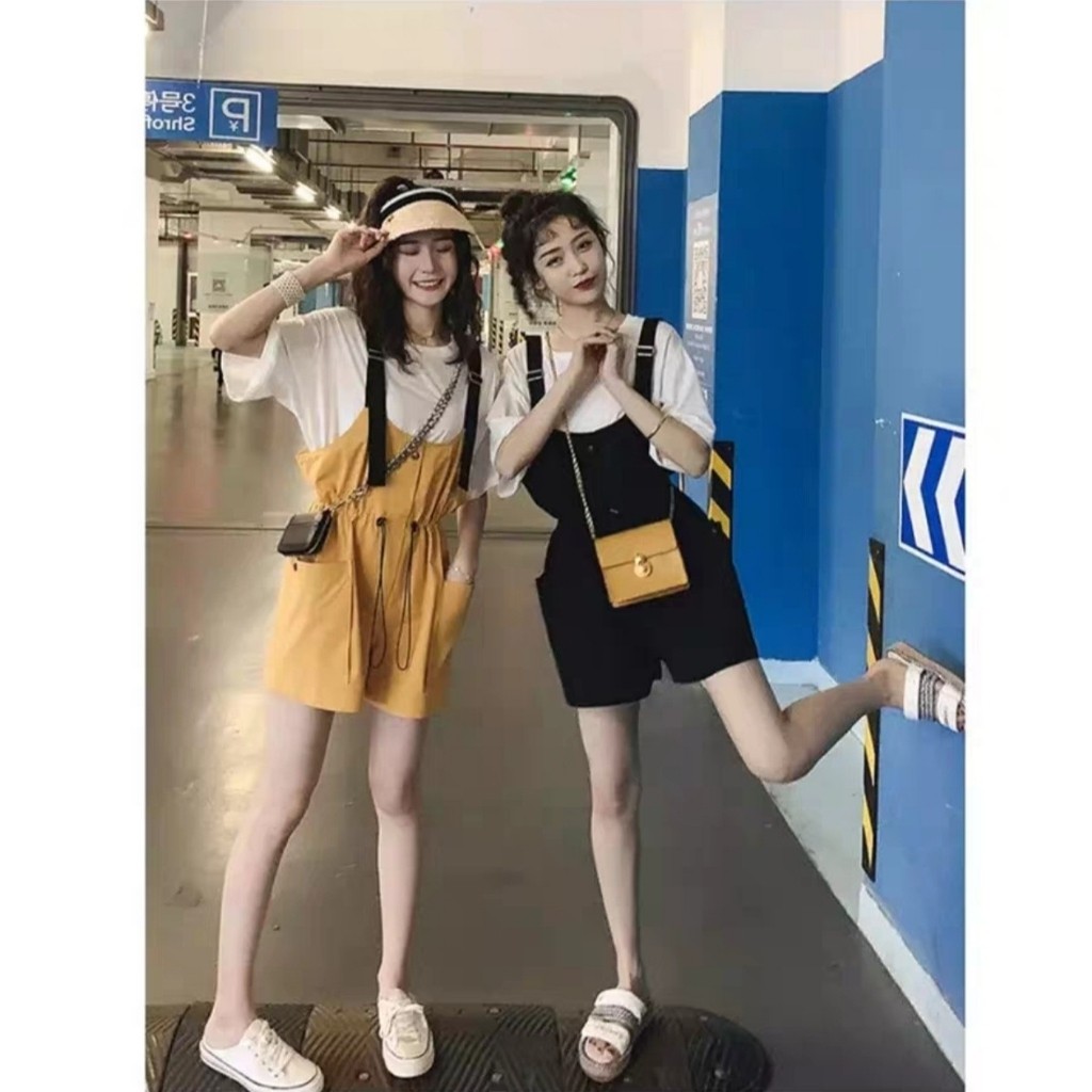 Quần Yếm Nữ Kaki Co Giãn Có Dây Thắt Eo Siêu Xinh | BigBuy360 - bigbuy360.vn