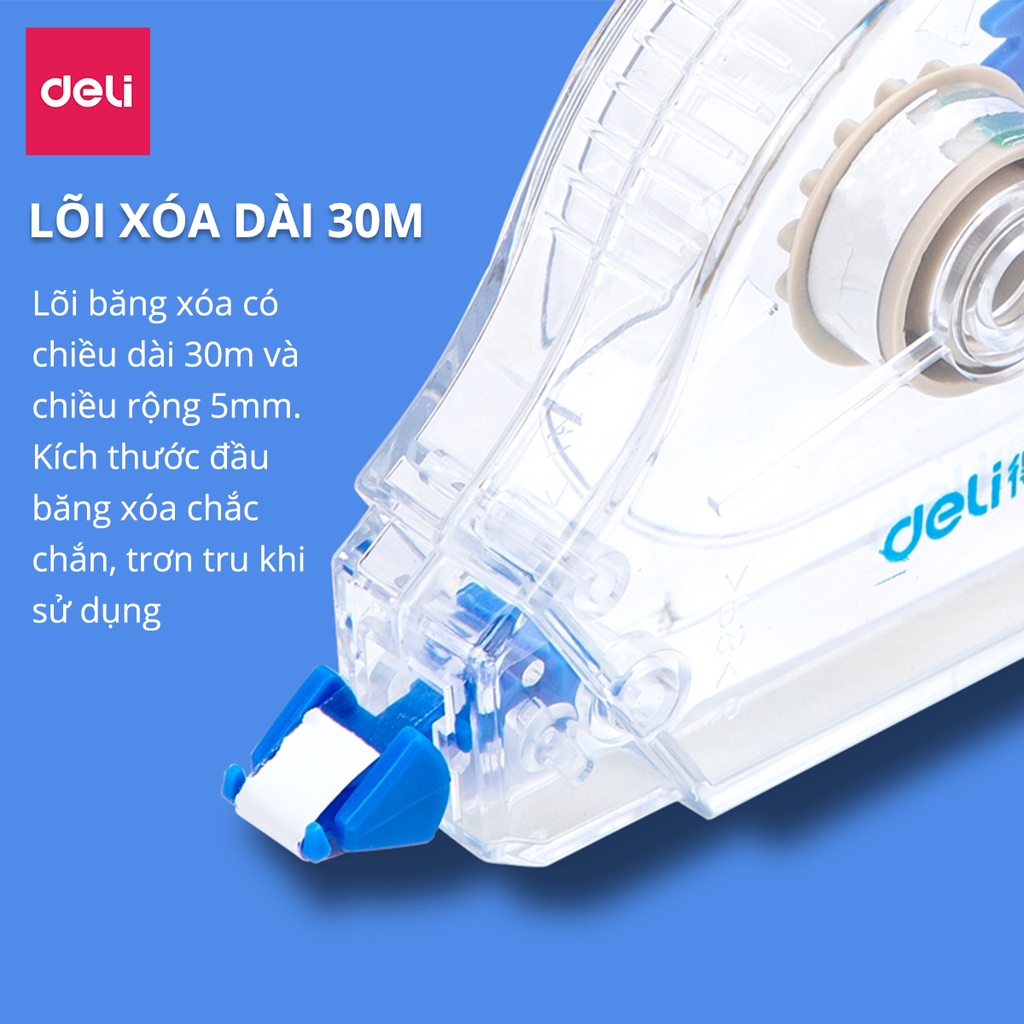 Set bút xóa băng cao cấp Deli Dài 30m/c - 2 chiếc/vỉ - 8170