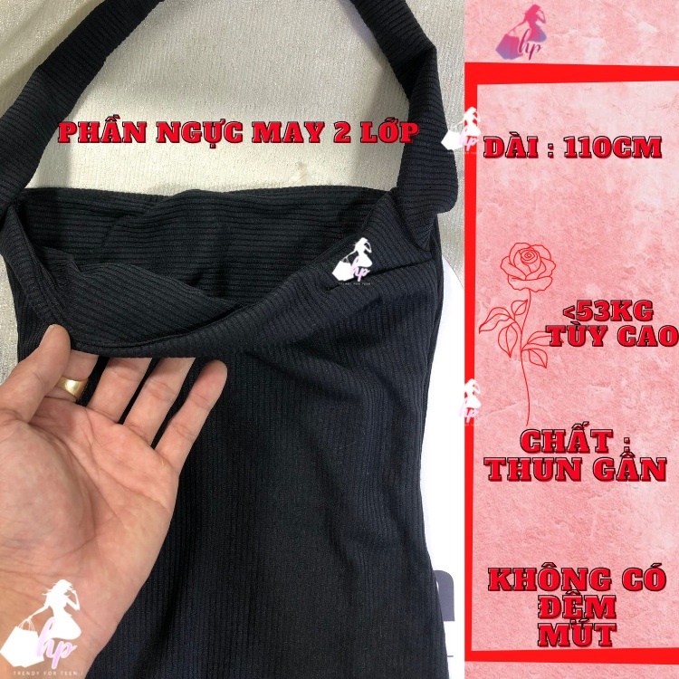 Váy đầm ôm body nữ thun gân dáng maxi dài choàng cổ đuôi cá siêu trẻ trung thích hợp đi chơi dự tiệc- VD274