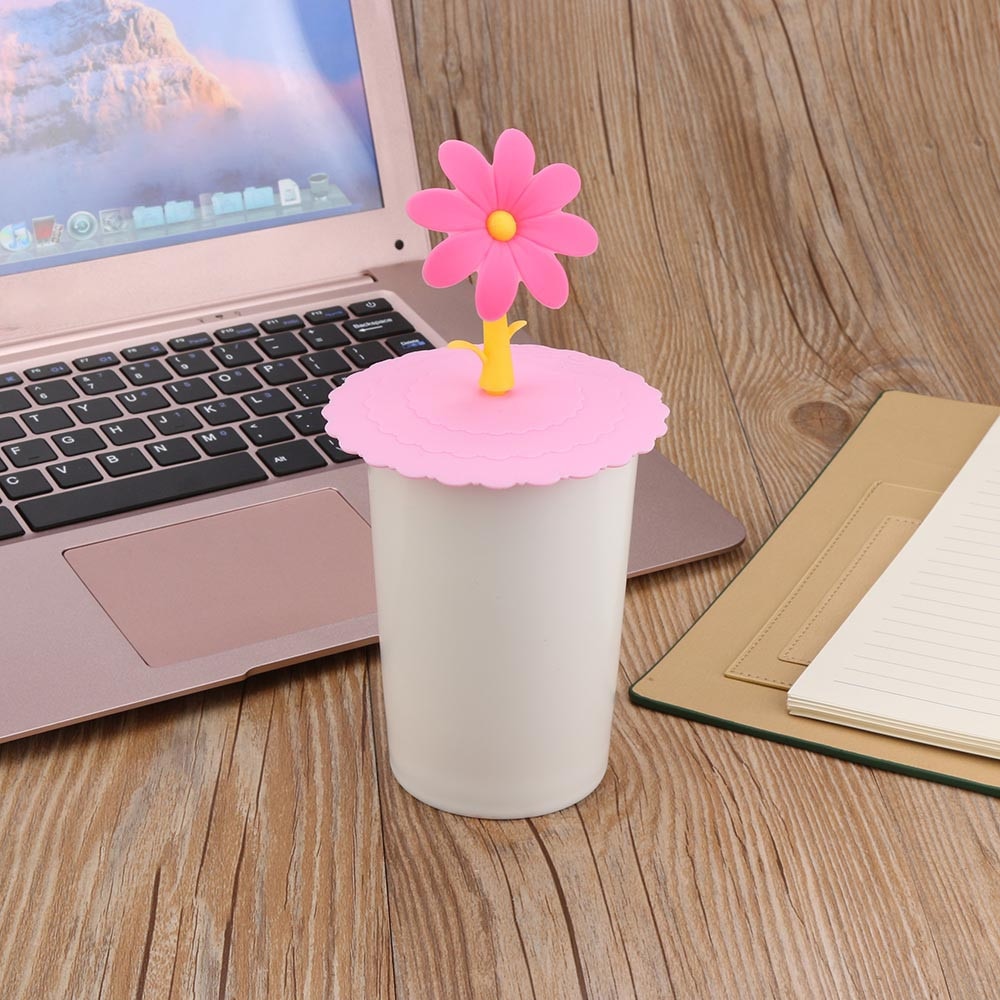 Nắp Đậy Cốc Nước Bằng Silicon Cách Nhiệt Chống Bụi Hình Hoa Hướng Dương Dễ Thương DIY