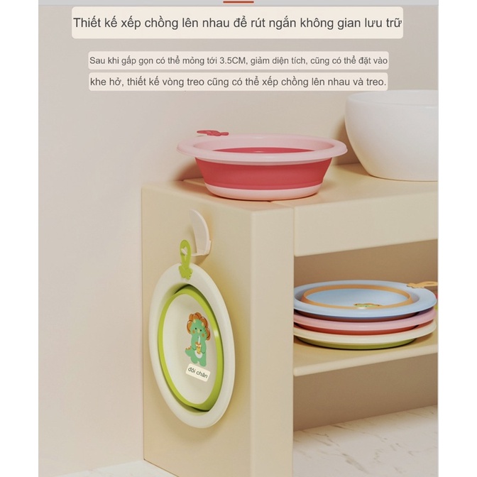 Chậu rửa mặt gấp gọn treo tường cho bé