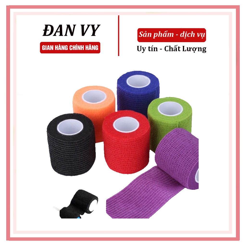 Keo quấn máy phun xăm, cuộn len vải quấn máy chống trơn - nhiều màu lựa chọn.