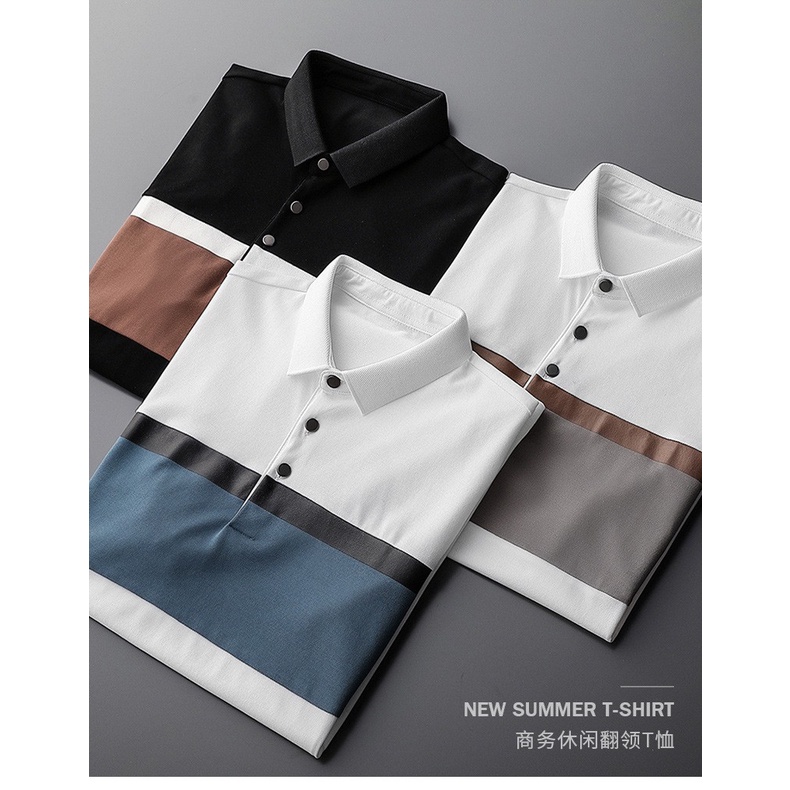 Short Sleeve 2020 Summer new contrast color polo shirt Men's Light business lapel short sleeve T-shirt trendy Korean sty