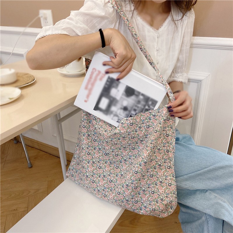 Túi Xách Canvas In Cánh Hoa Thân Thiện Với Môi Trường