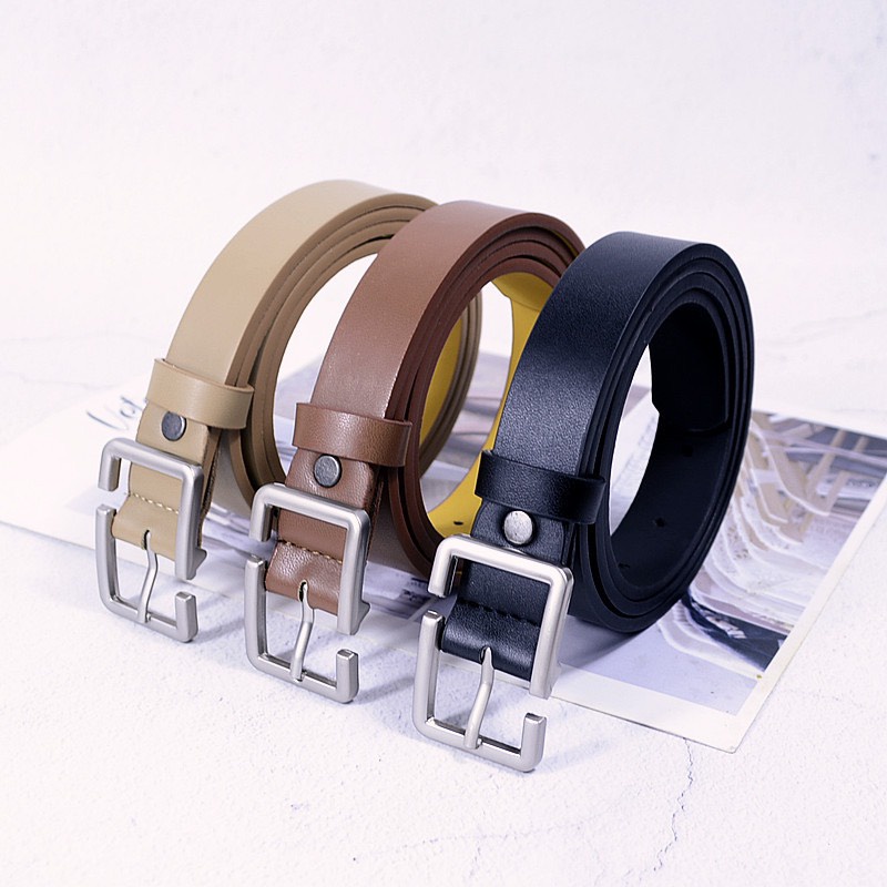 Thắt lưng nam nữ UNISEX chất da cực đẹp bản mặt CHỮ NHẬT khuyết nét