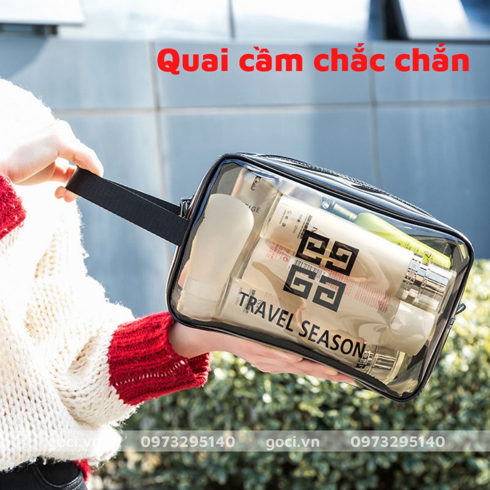 Túi đựng mỹ phẩm hồng kute trang điểm đồ cá nhân đi du lịch biển đi bơi chống thấm nước trong suốt đựng đồ tiện lợi
