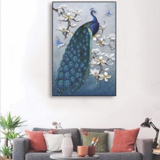 Tranh canvas  KHỔNG TƯỚC SANG TRỌNG 60 x 90 - khung viền đen- SR165