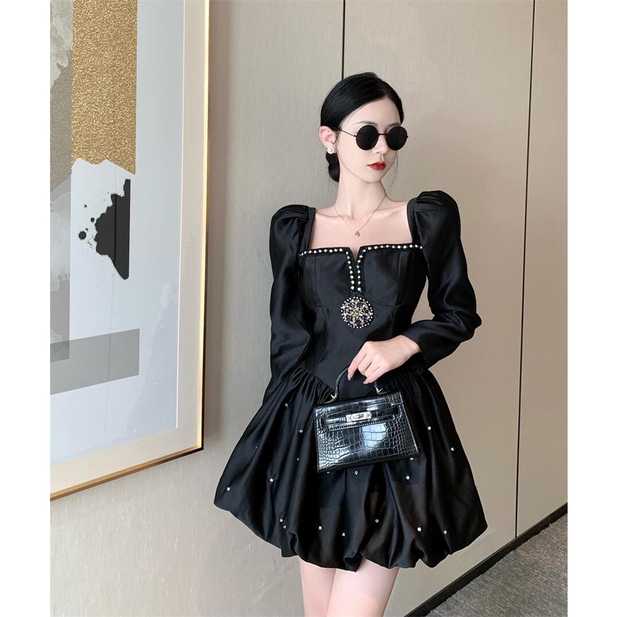 Váy Đầm Xòe Kiểu Pháp Hepburn Màu Đen Tay Phồng Phù Hợp Dự Tiệc Da Hội Sang Chảnh Hàng Thiết Kế Cao Cấp Độc Đáo Mẫu Mới | BigBuy360 - bigbuy360.vn