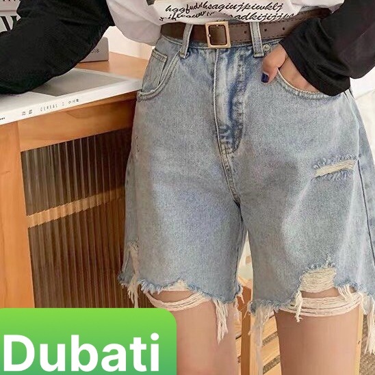 QUẦN SOT SHORT NỮ JEAN NGỐ LỬNG XANH RÁCH LƯNG CAO NÂNG MÔNG SIÊU HOT- DUBATI FASHION