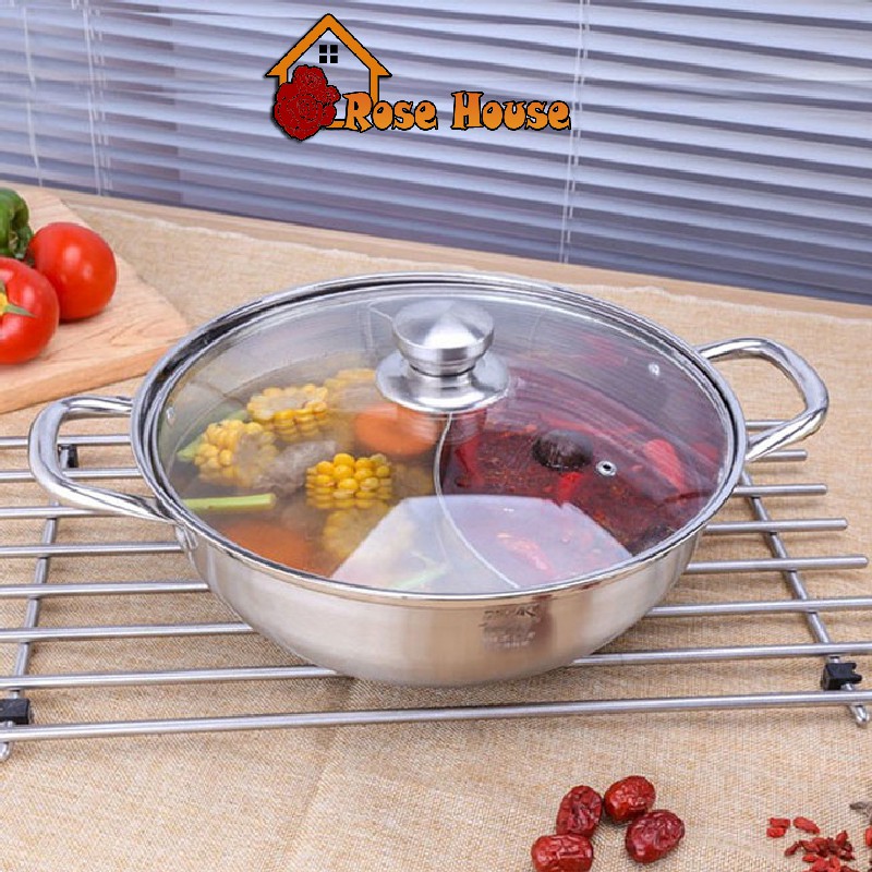 Nồi lẩu 2 ngăn LOẠI DÀY kích thước 30-32cm, nồi lẩu gia đình 2 ngăn