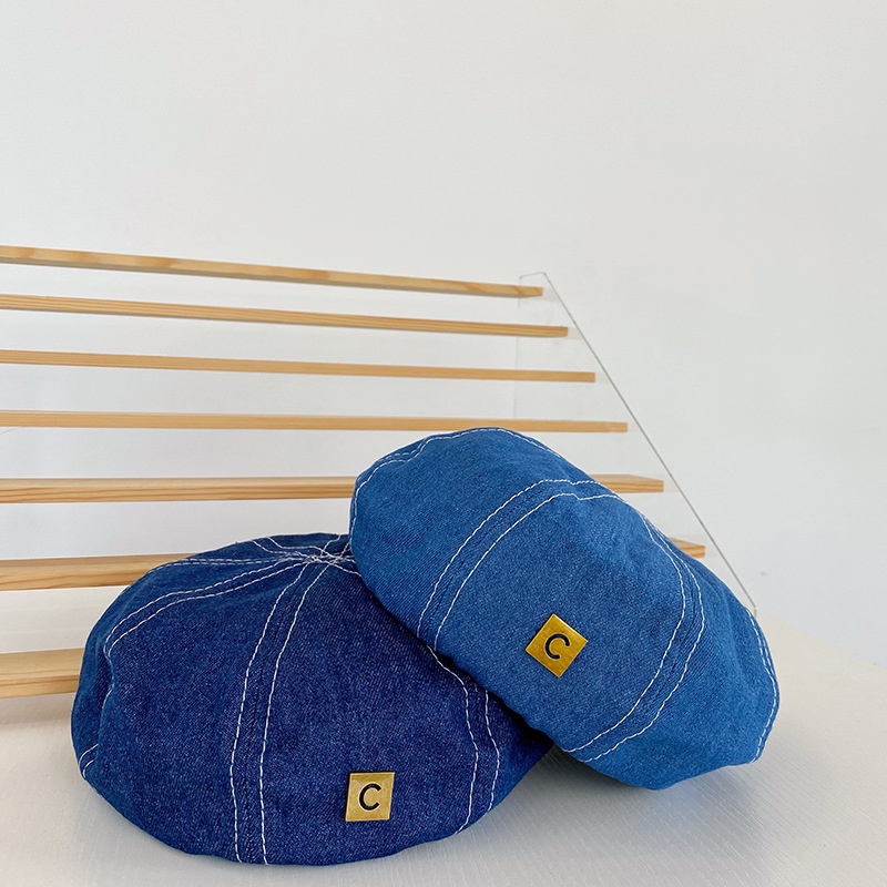 Nón Beret Denim Thời Trang Retro Đơn Giản Cá Tính Kiểu Hàn Quốc Cho Bé Trai