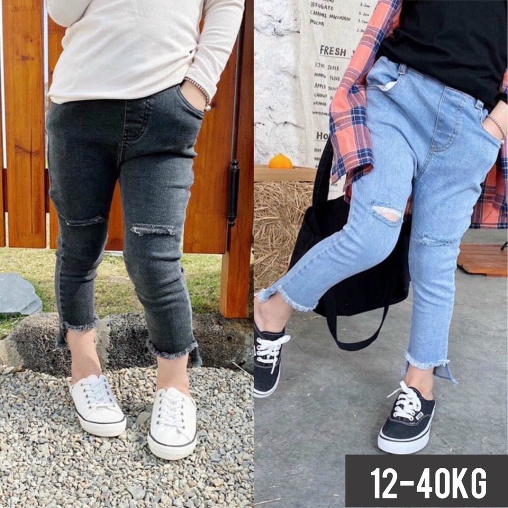 Quần áo trẻ em mocmockids; quần jeans bé gái, lai xéo chất jeans mềm, co dãn thoải mái