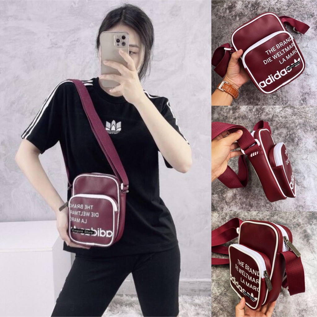 Túi đeo chéo Adi.das Mini Bag - Burgundy XUẤT DƯ FULL TEM TAG