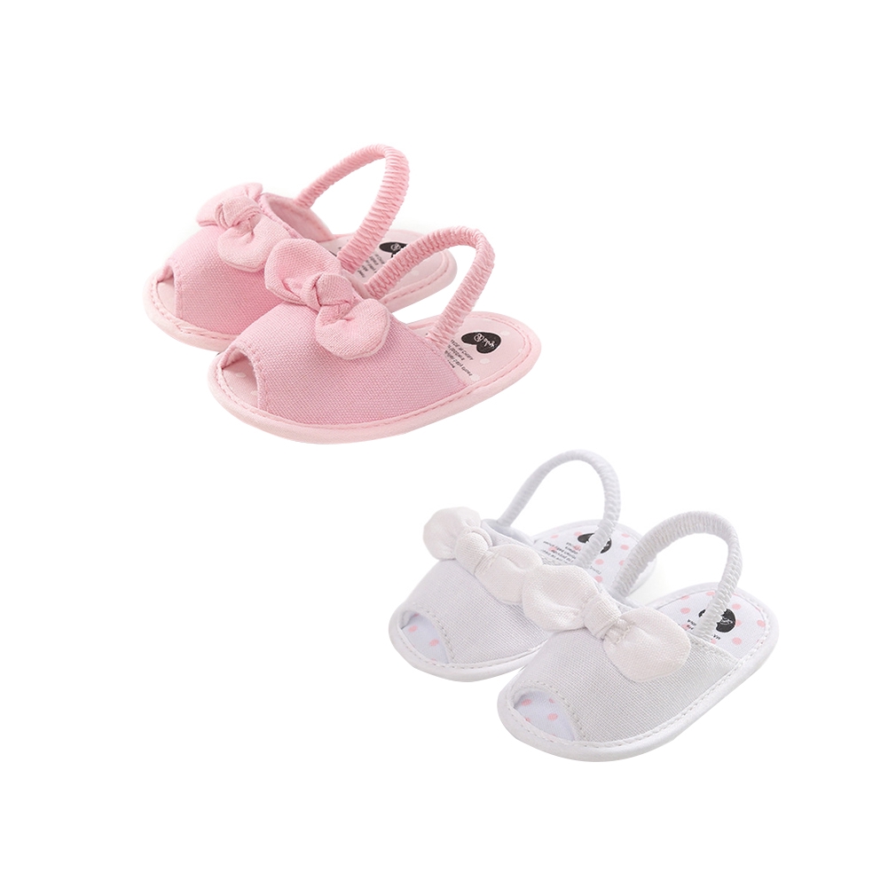 Giày Sandal Vải Đế Mềm Chống Trượt Đính Nơ Họa Tiết Sọc Ca Rô Dễ Thương Cho Bé Gái