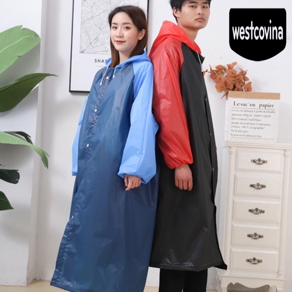 [Hot]☀ Áo Mưa Dáng Dài Có Mũ Trùm Đầu Thiết Kế Dây Thừng Thời Trang Unisex