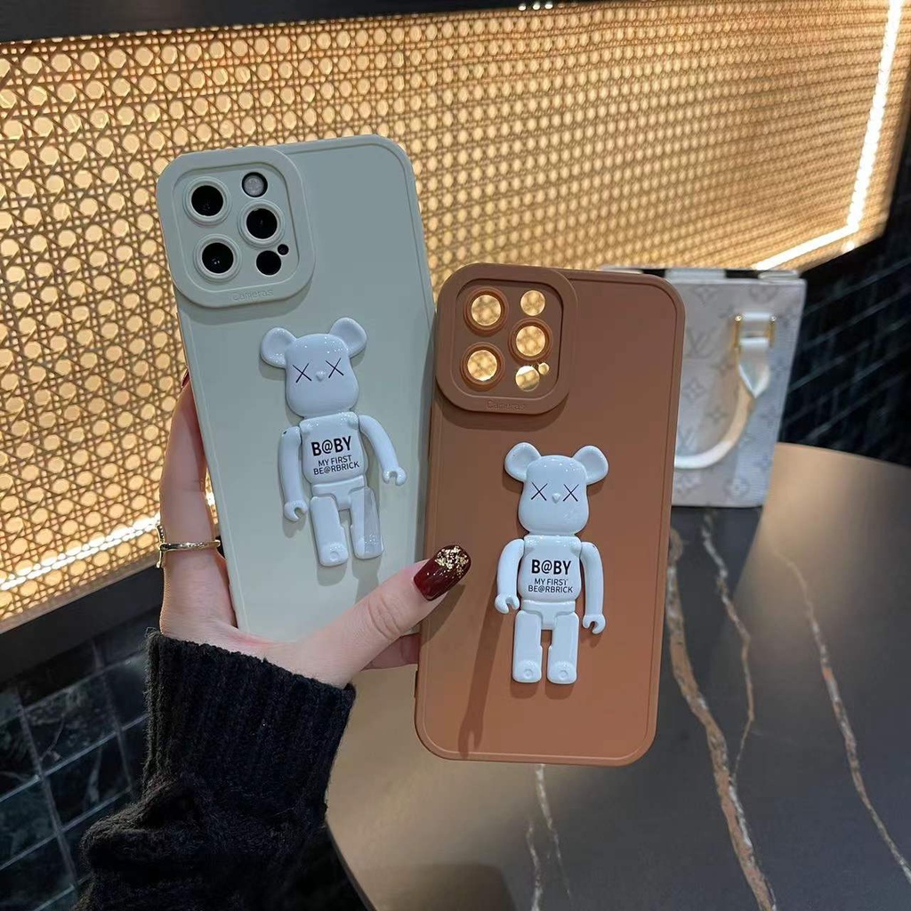 Ốp điện thoại hình gấu hoạt hình 3D cho iPhone 13 Pro Max 13 13pro 11 Pro Max 11 12Pro 12 Pro Max