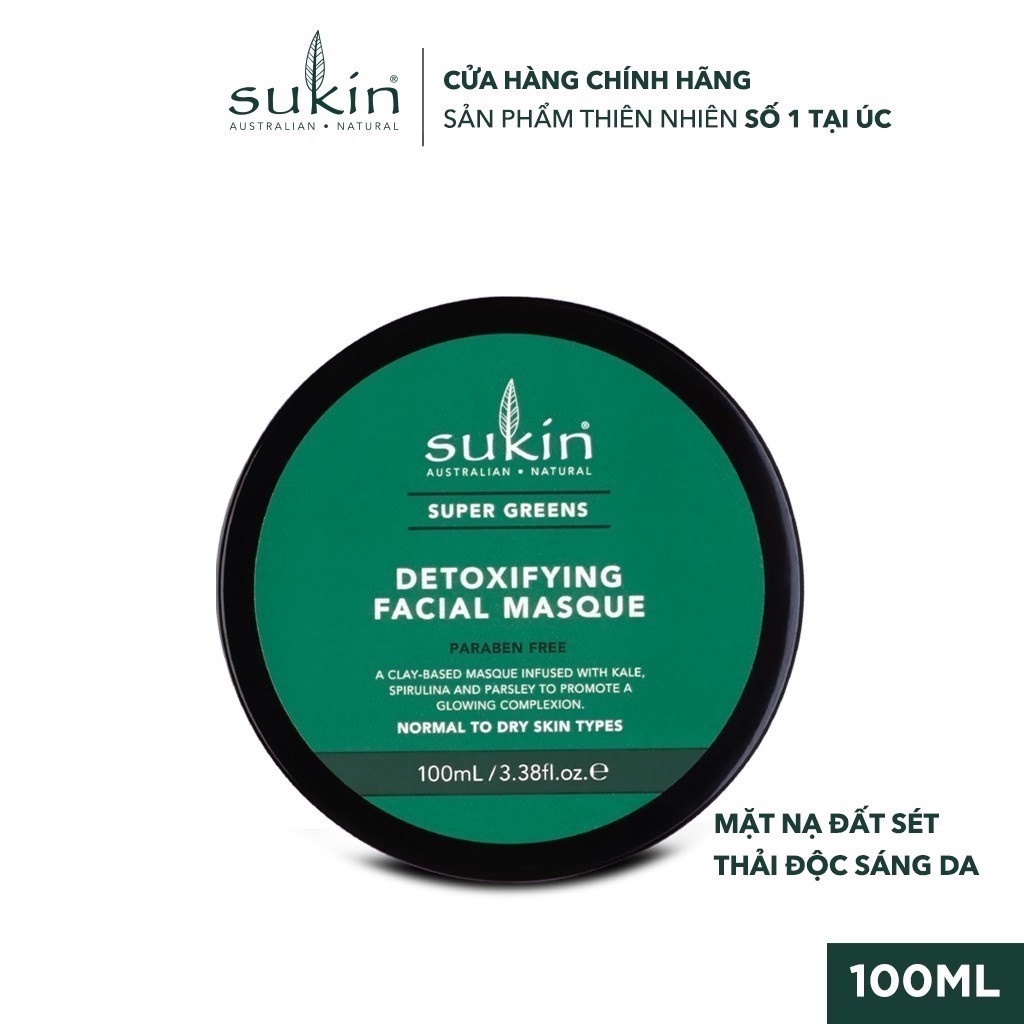 Mặt Nạ Đất Sét Thải Độc Và Làm Sáng Da Sukin Super Greens Detoxifying Facial Masque 100ml