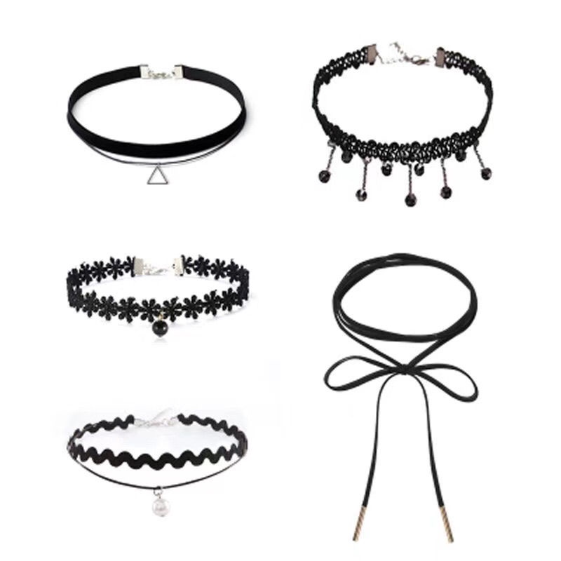 Vòng cổ Ren Đen Mặt Ngôi Sao Phong Cách Hàn Quốc