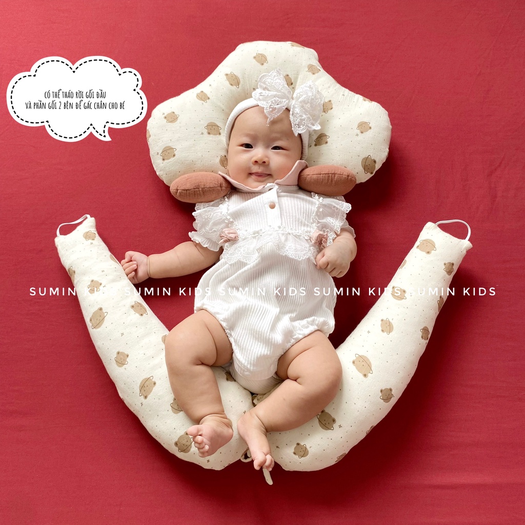 Gối ôm cho bé, gối chữ u cho bé sơ sinh hình Nấm SUMIN