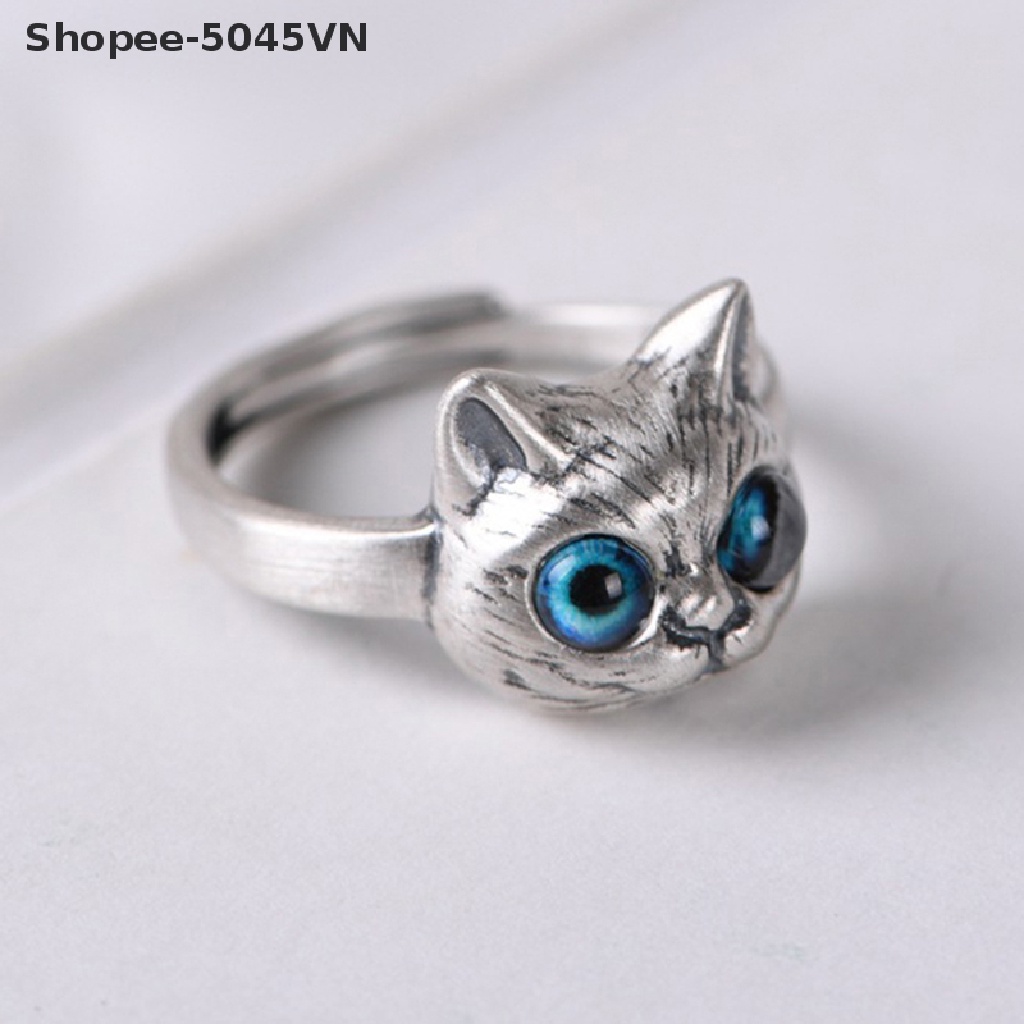[rain] 2022! Nhẫn Hở Hình Mèo Con Dễ Thương Phong Cách Vintage