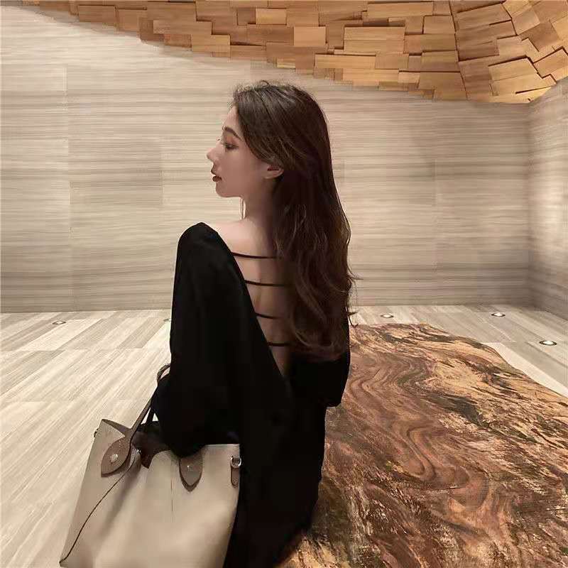 Đầm Thun Dài Qua Gối Tay Ngắn Cổ Chữ V Xẻ Tà Quyến Rũ Dành Cho Nữ