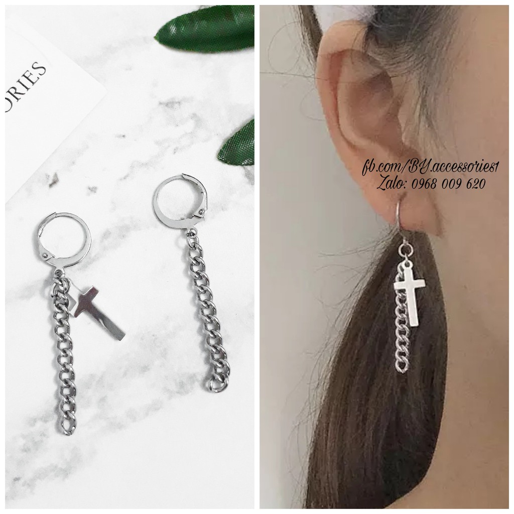 Khuyên tai inox G-Dragon unisex không đen không gỉ