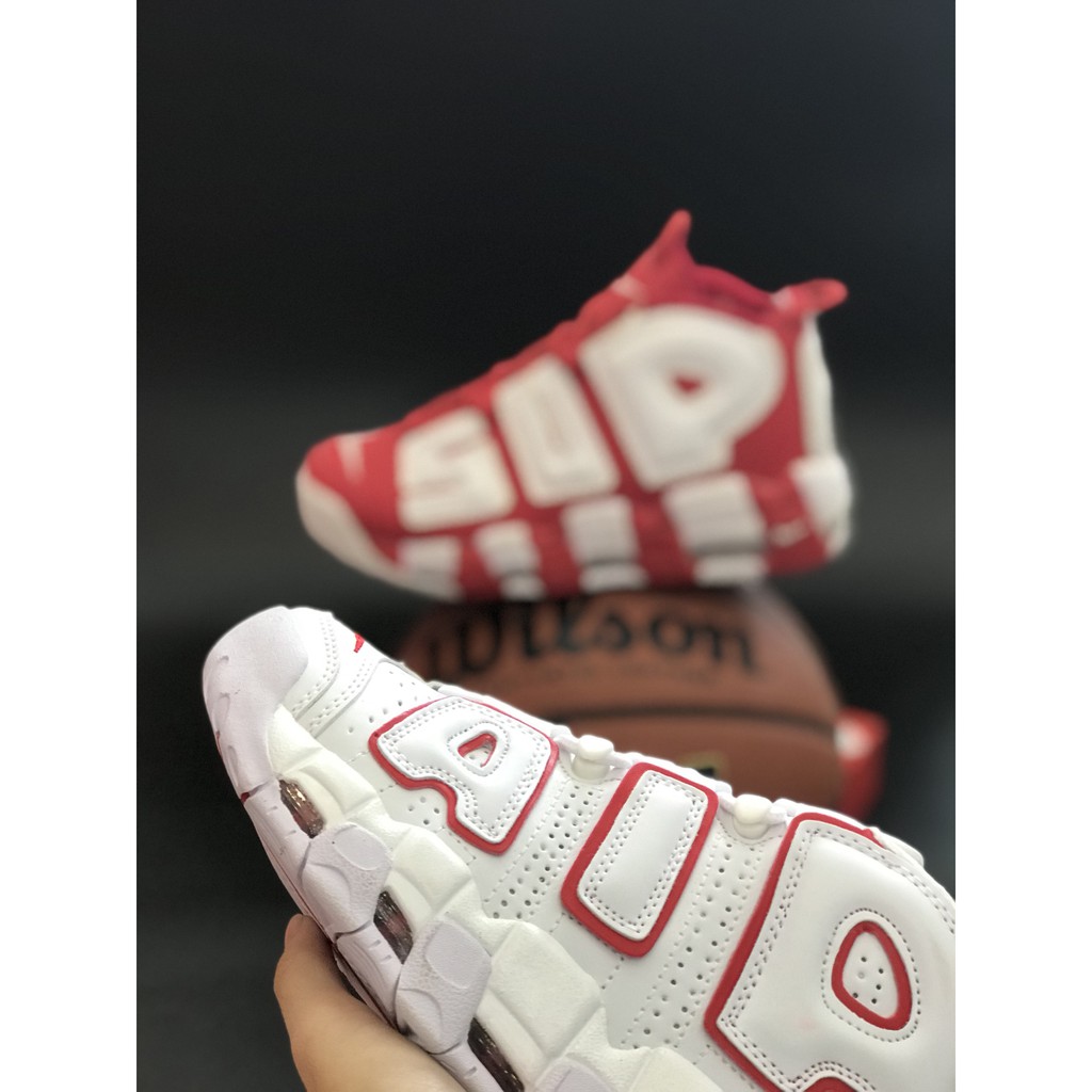 giày bóng rổ Uptempo màu đỏ Supreme