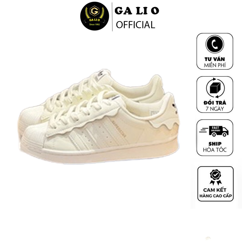 Giày superstar phiên bản đặc 2022 biêt ba màu kem hồng xanh full size nam nữ đầy đủ bill box túi hộp
